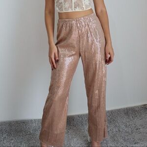 Sequin Women's Pants in Rose Gold